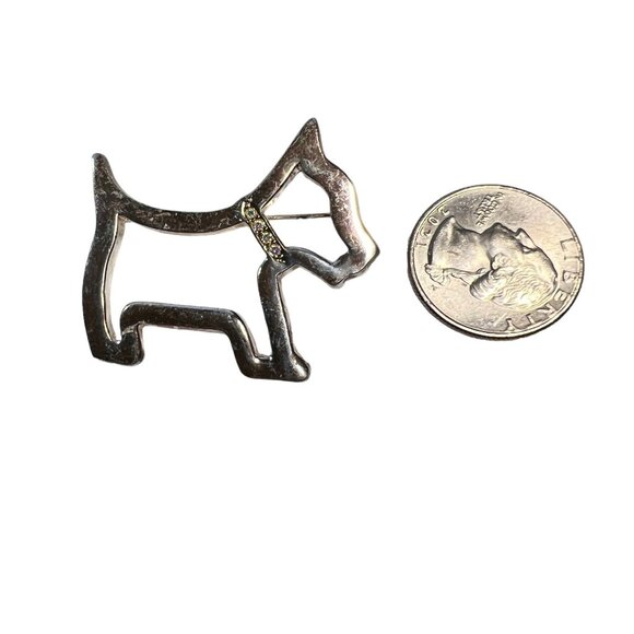 Vintage AAI Dog Brooch Scottish Terrier Silvertone Rhinestone Collar Figural Pin - Picture 7 of 8